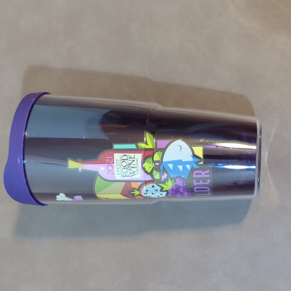 Disney 2021 Epcot Food & Wine Festival Figment Tervis Tumbler With Lid - Picture 3 of 10